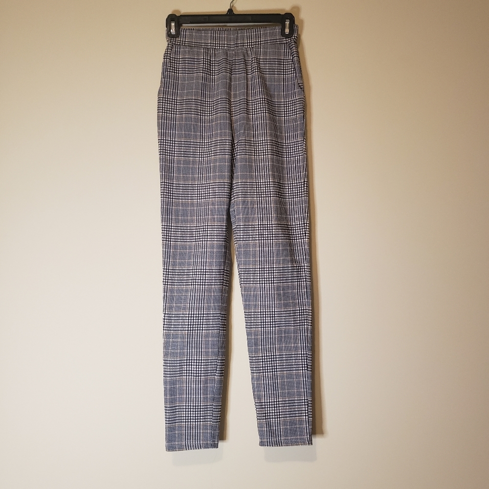 Size xs 0 Shein slim plaid dress pants gray work pull on high rise waisted